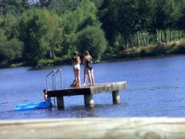 Girls at lake